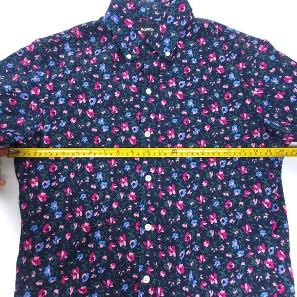 NEW Bonobos Slim Fit Short Sleeve Resort Button Down Shirt Navy Floral Medium - Picture 3 of 6